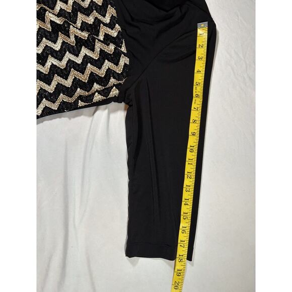 Chico's Chevron Metallic Dress Womens Size XL Black Gold Sheath Knee Length NWT - Picture 11 of 11